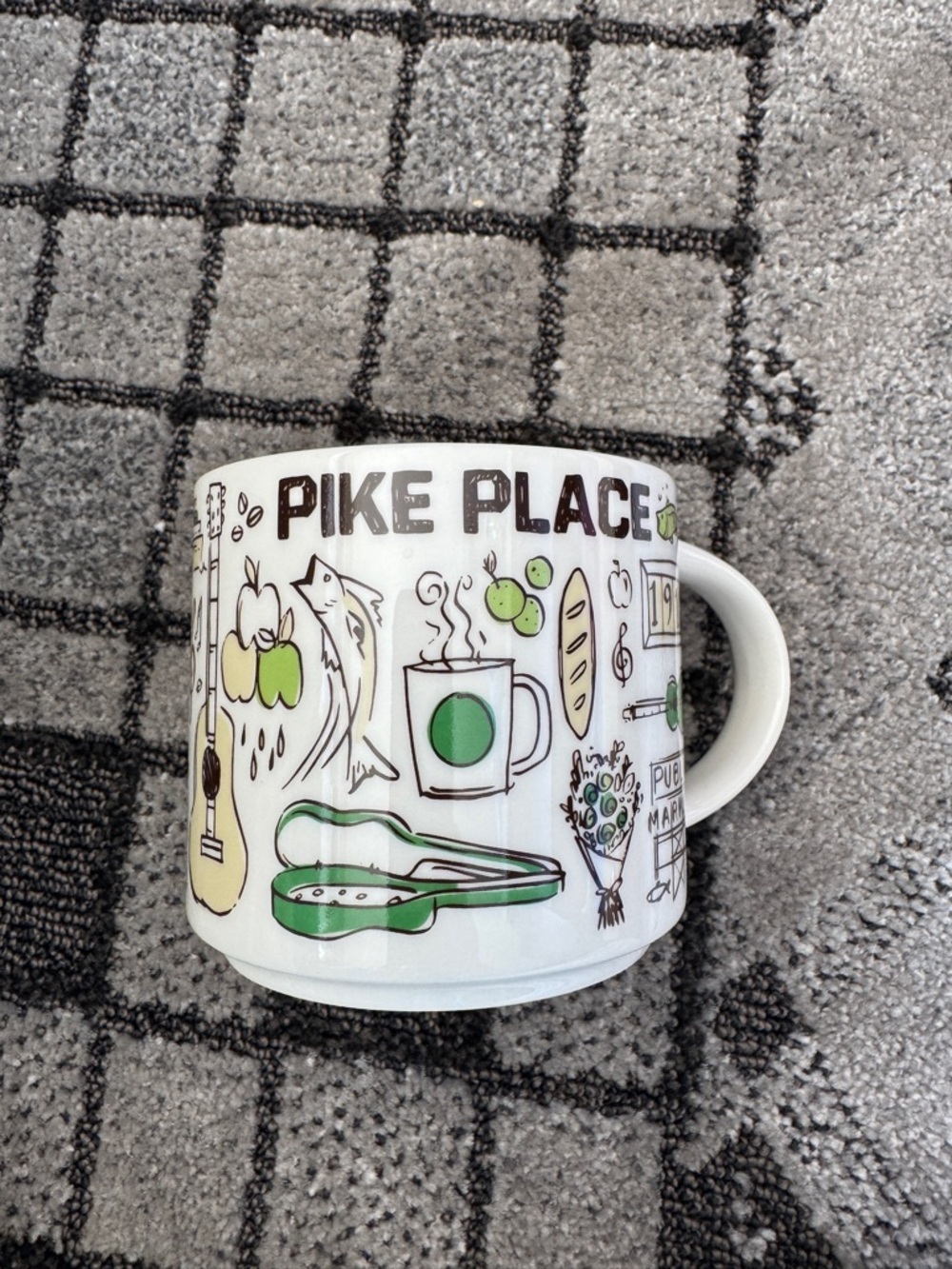 Starbucks 2023 “Pike Place” Been There Pin Drop Green White Coffee Mug. 14 oz